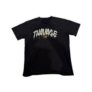 Thavage Skull Graphic Black T-Shirt Mens XL Cotton Crewneck Short Sleeve Casual
